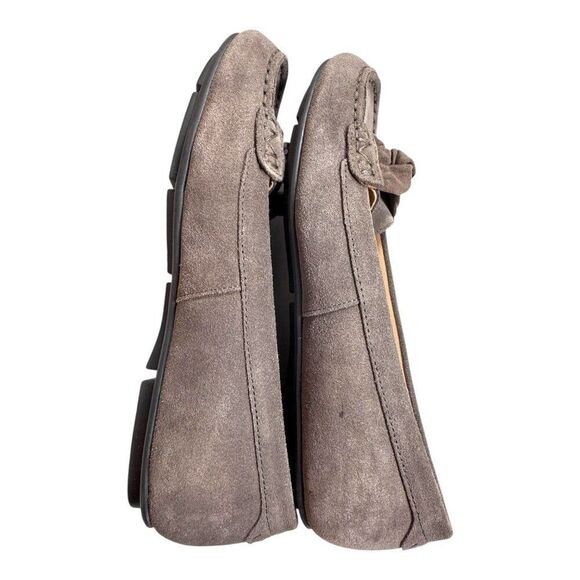 Vionic Womens Suede Moccasin Flats 7.5 Gray Slip-On Comfort Shoes Bow Accent - Picture 12 of 13